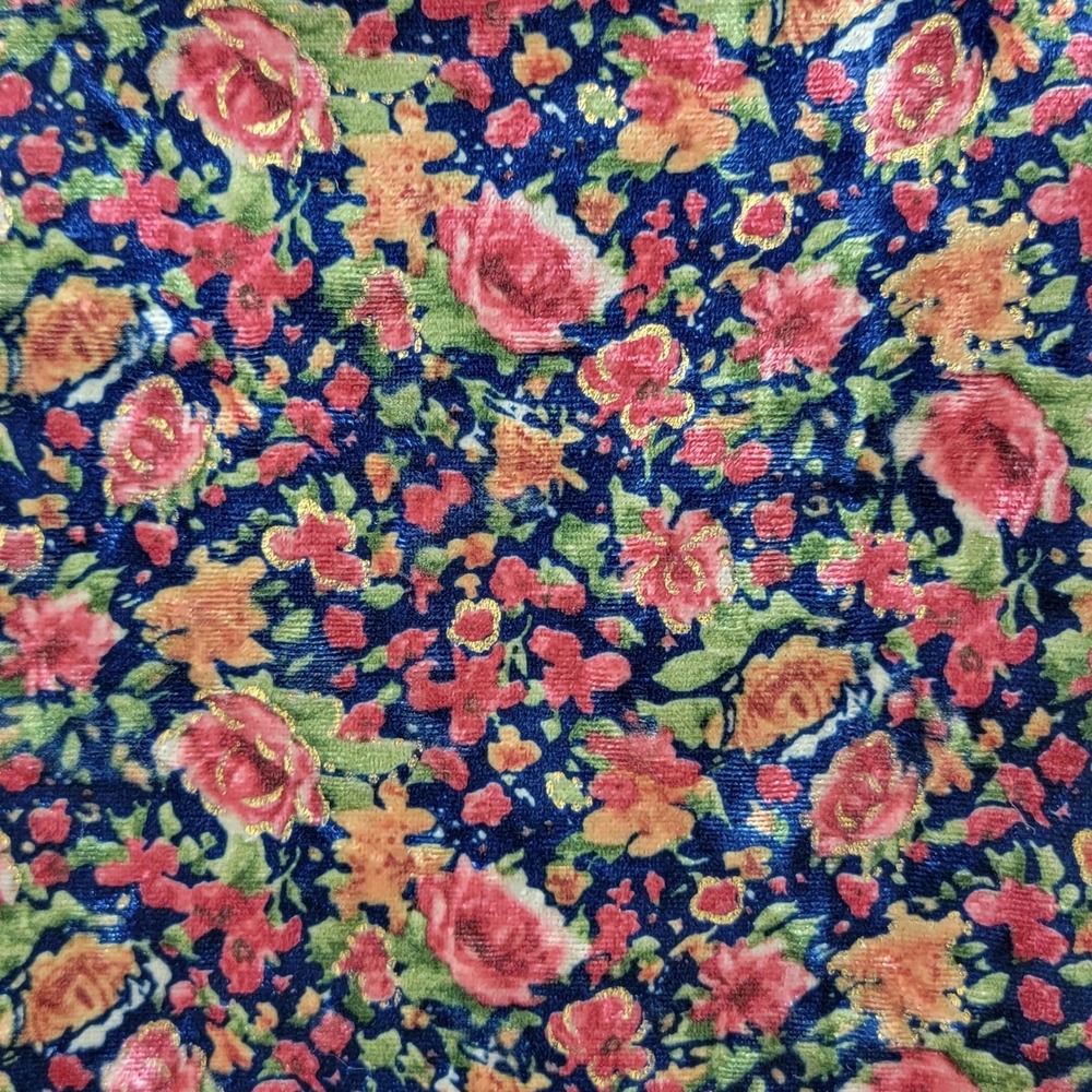 Natural Life Velvet Top Womens XL Blue Floral Excellent Square Neck Long Sleeve - Picture 4 of 7